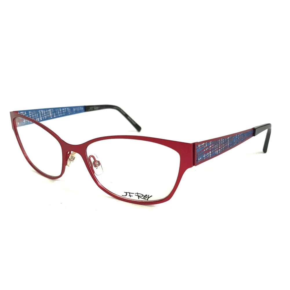 J.F. Rey Eyeglasses Frames JF2588 3023 Red Blue Woven Webbed 54-16-140